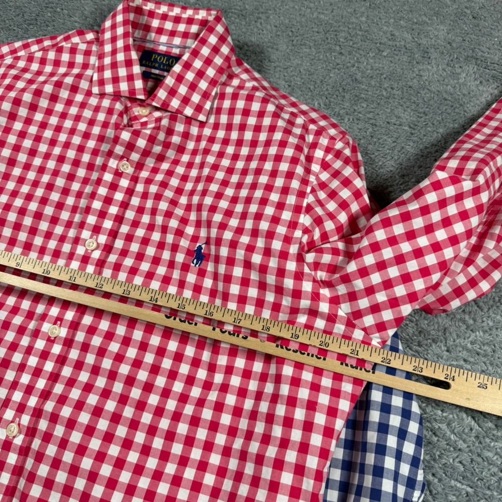 Lot of 2 Polo Ralph Lauren Button Shirts Mens Medium Gingham Check  Non Iron - Picture 6 of 7
